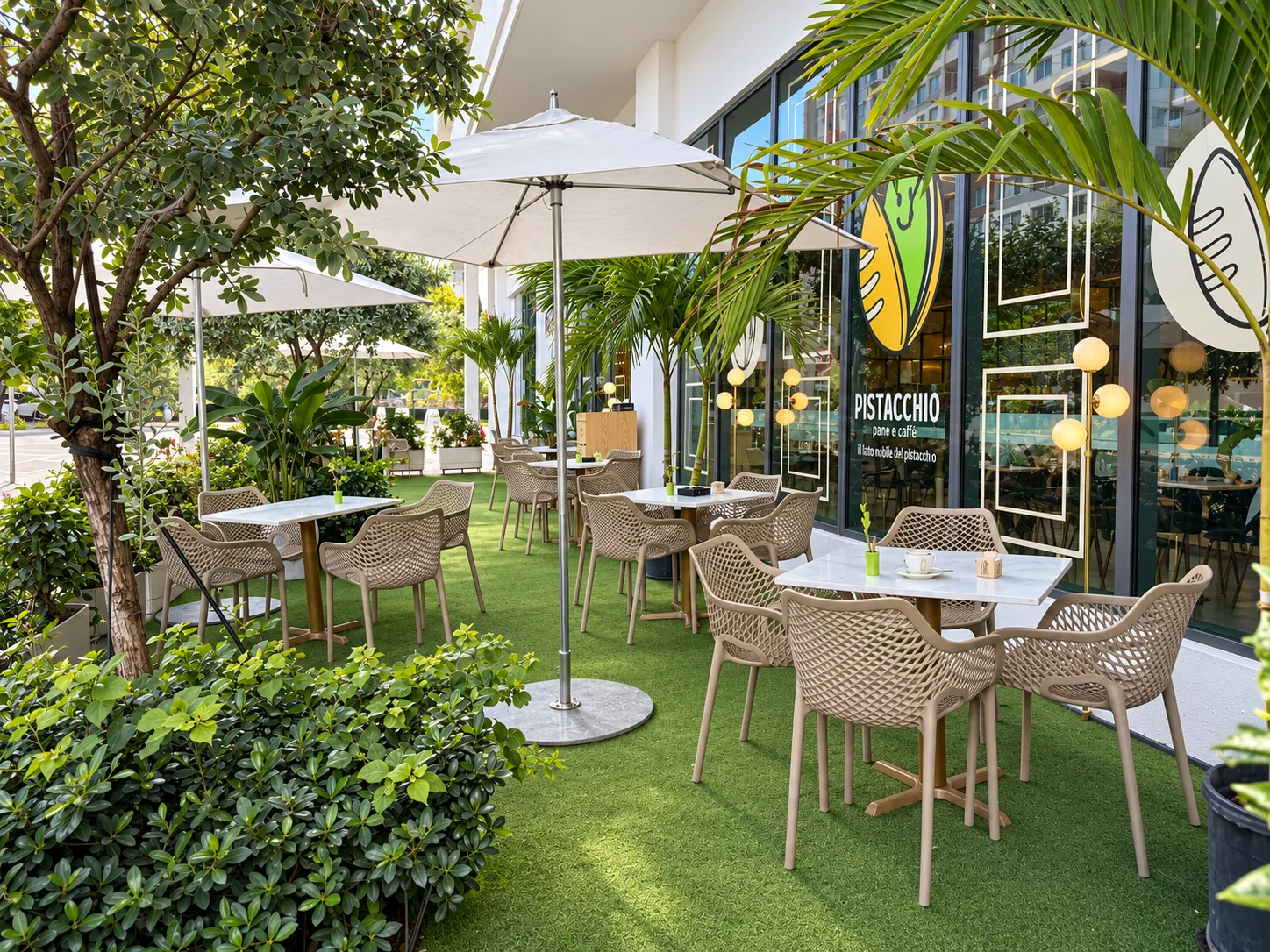 Terraza exterior de Pistacchio en Edgewater, Miami